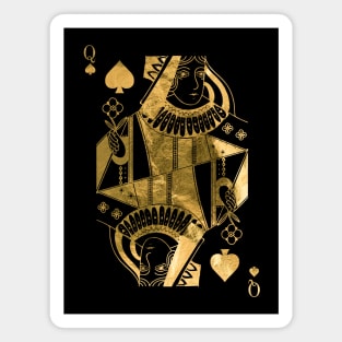 Queen Pikes - Golden playing cards Magnet